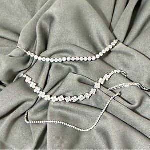 Set of 3 Adjustable Chain Bracelets Brass Cubic Zirconia NWT